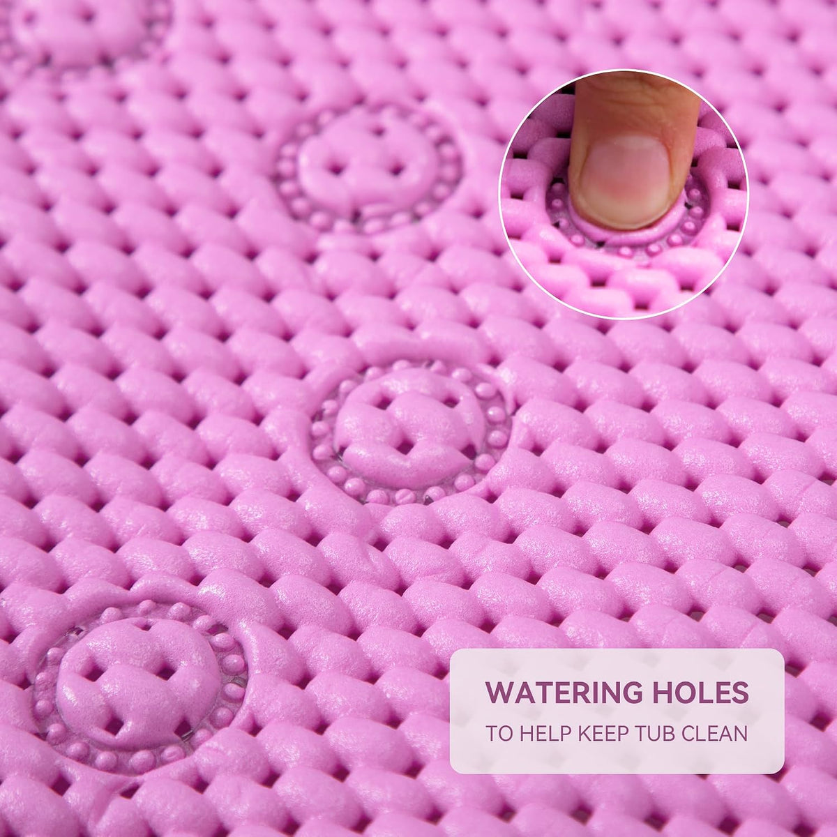 Bathtub Mat Non Slip, Soft Foam Bath Mat for Tub, Bathtub Mat with Drain Holes, Suction Cups Shower Mat (Pink, 36''X17'')