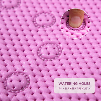 Bathtub Mat Non Slip, Soft Foam Bath Mat for Tub, Bathtub Mat with Drain Holes, Suction Cups Shower Mat (Pink, 36''X17'')