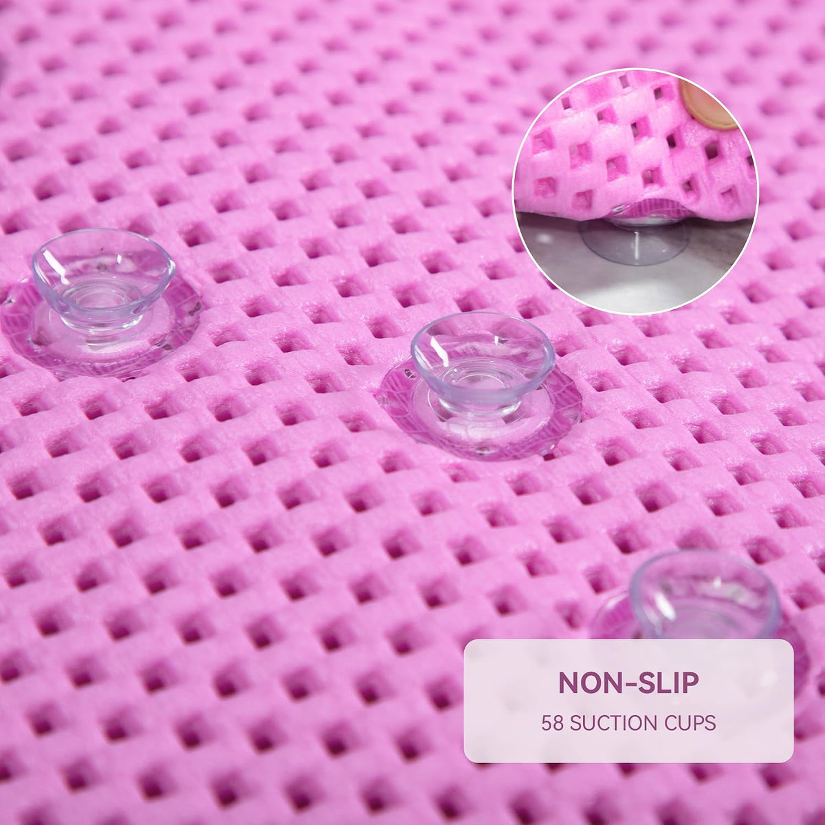 Bathtub Mat Non Slip, Soft Foam Bath Mat for Tub, Bathtub Mat with Drain Holes, Suction Cups Shower Mat (Pink, 36''X17'')