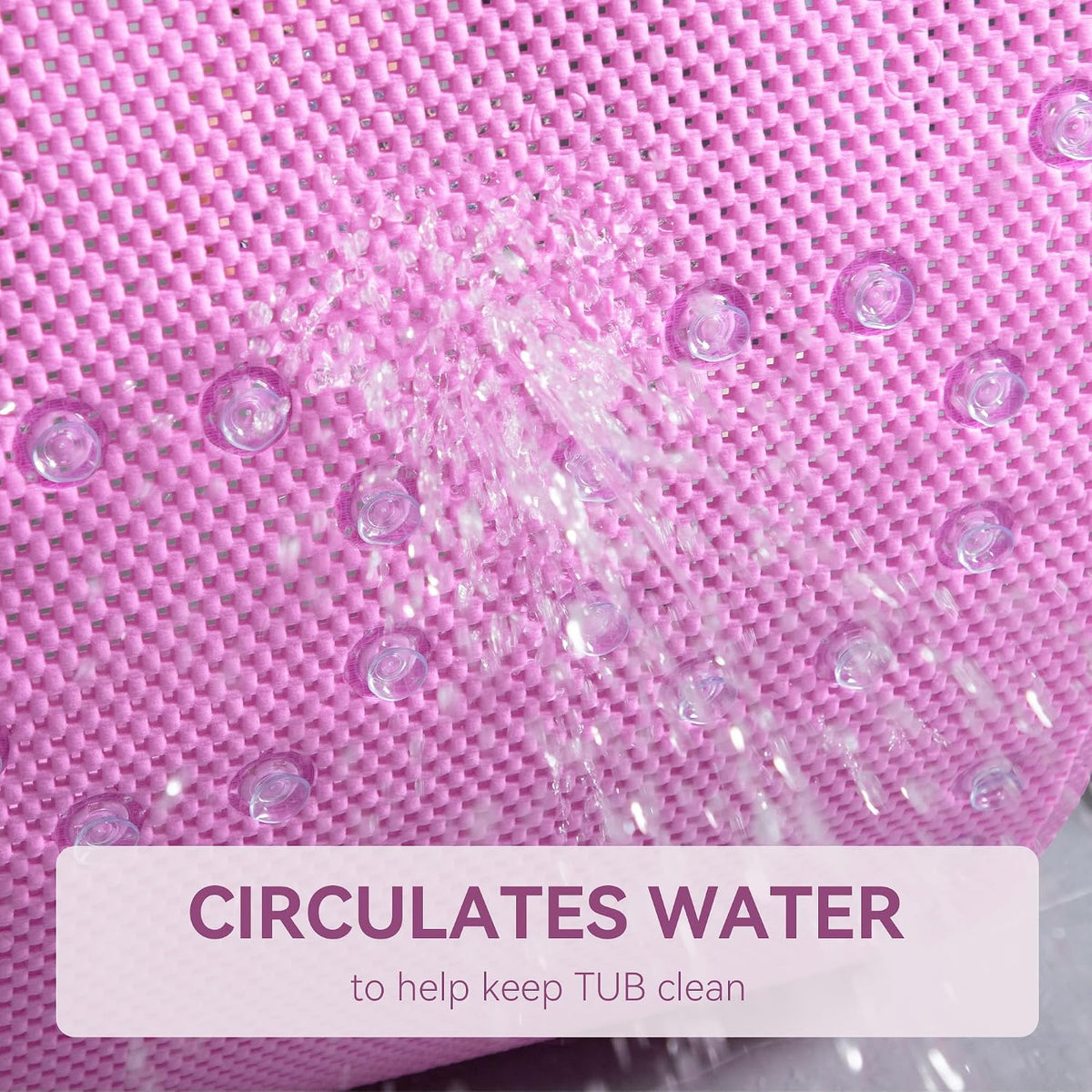 Bathtub Mat Non Slip, Soft Foam Bath Mat for Tub, Bathtub Mat with Drain Holes, Suction Cups Shower Mat (Pink, 36''X17'')