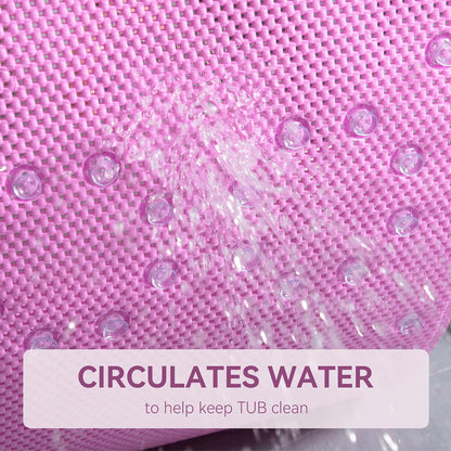 Bathtub Mat Non Slip, Soft Foam Bath Mat for Tub, Bathtub Mat with Drain Holes, Suction Cups Shower Mat (Pink, 36''X17'')