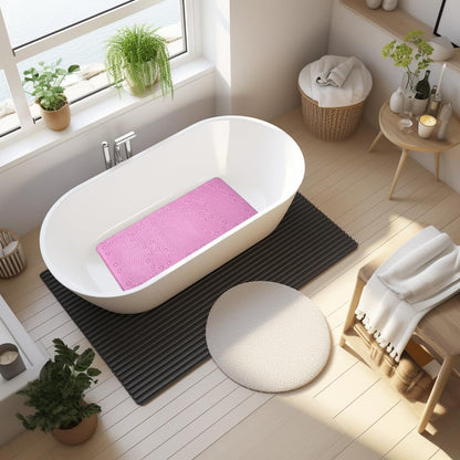 Bathtub Mat Non Slip, Soft Foam Bath Mat for Tub, Bathtub Mat with Drain Holes, Suction Cups Shower Mat (Pink, 36''X17'')