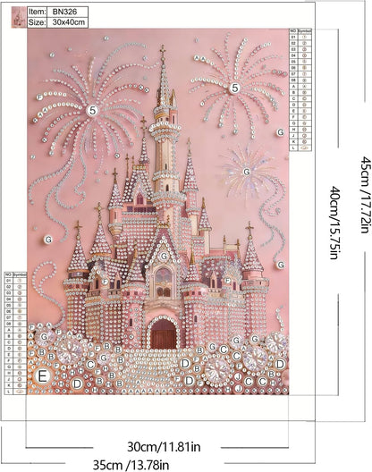 jinglinhh DIY Pearl Art Painting Kit Pink Castle for Adults, Special Shaped Diamond Art Painting Partial Drill Crystal Rhinestone Craft Home Wall Decor Gifts 30x40cm