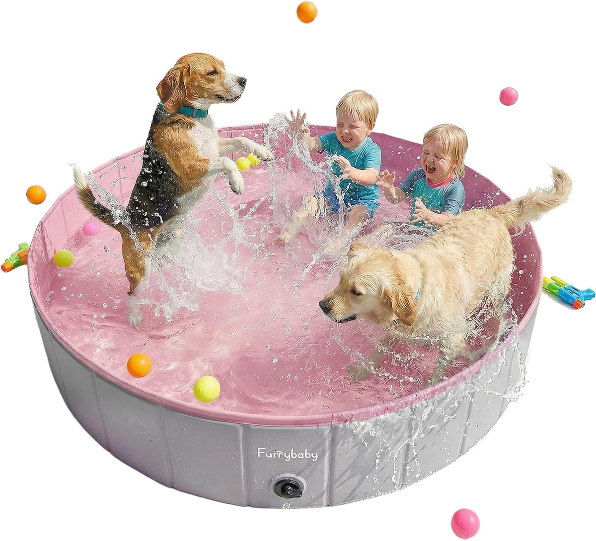 Furrybaby Foldable Dog Pool Non-Slip Hard Bath Tub Indoor Outdoor Pets Kids