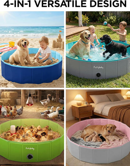 Furrybaby Foldable Dog Pool Non-Slip Hard Bath Tub Indoor Outdoor Pets Kids