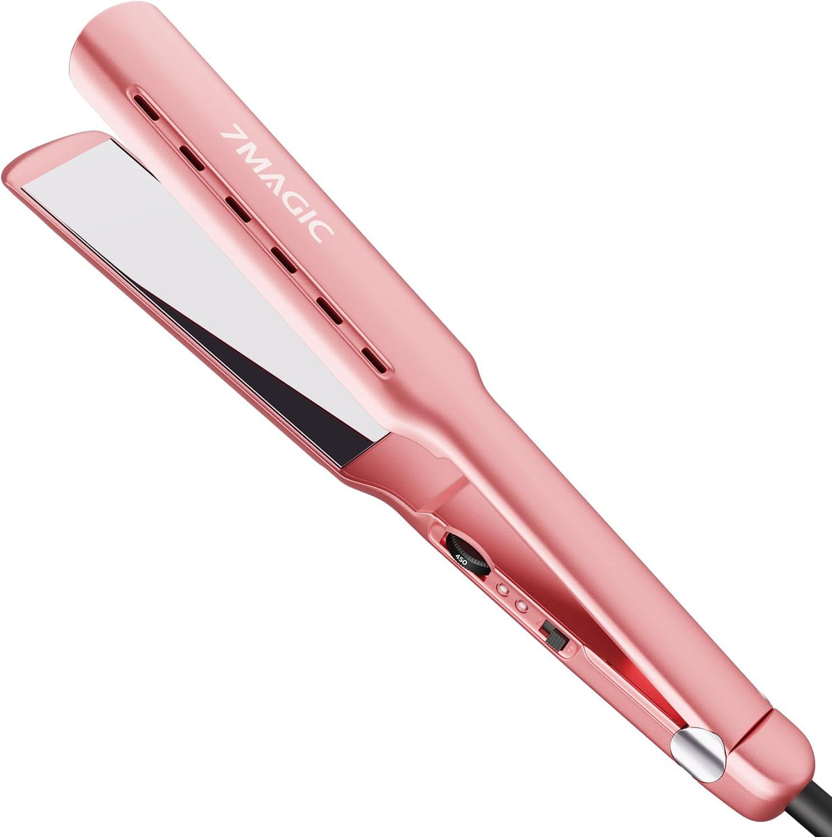 7MAGIC Nano Titanium 1.7" Flat Iron Hair Straightener for Thick Hair, Pink