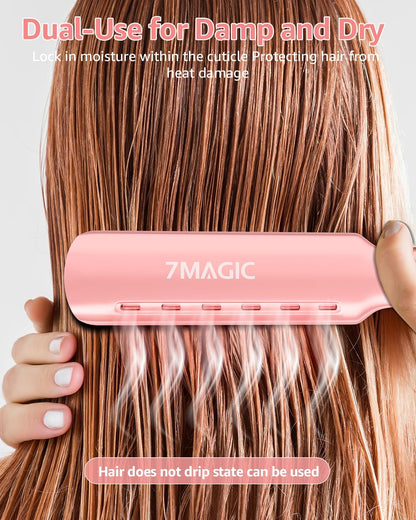 7MAGIC Nano Titanium 1.7" Flat Iron Hair Straightener for Thick Hair, Pink