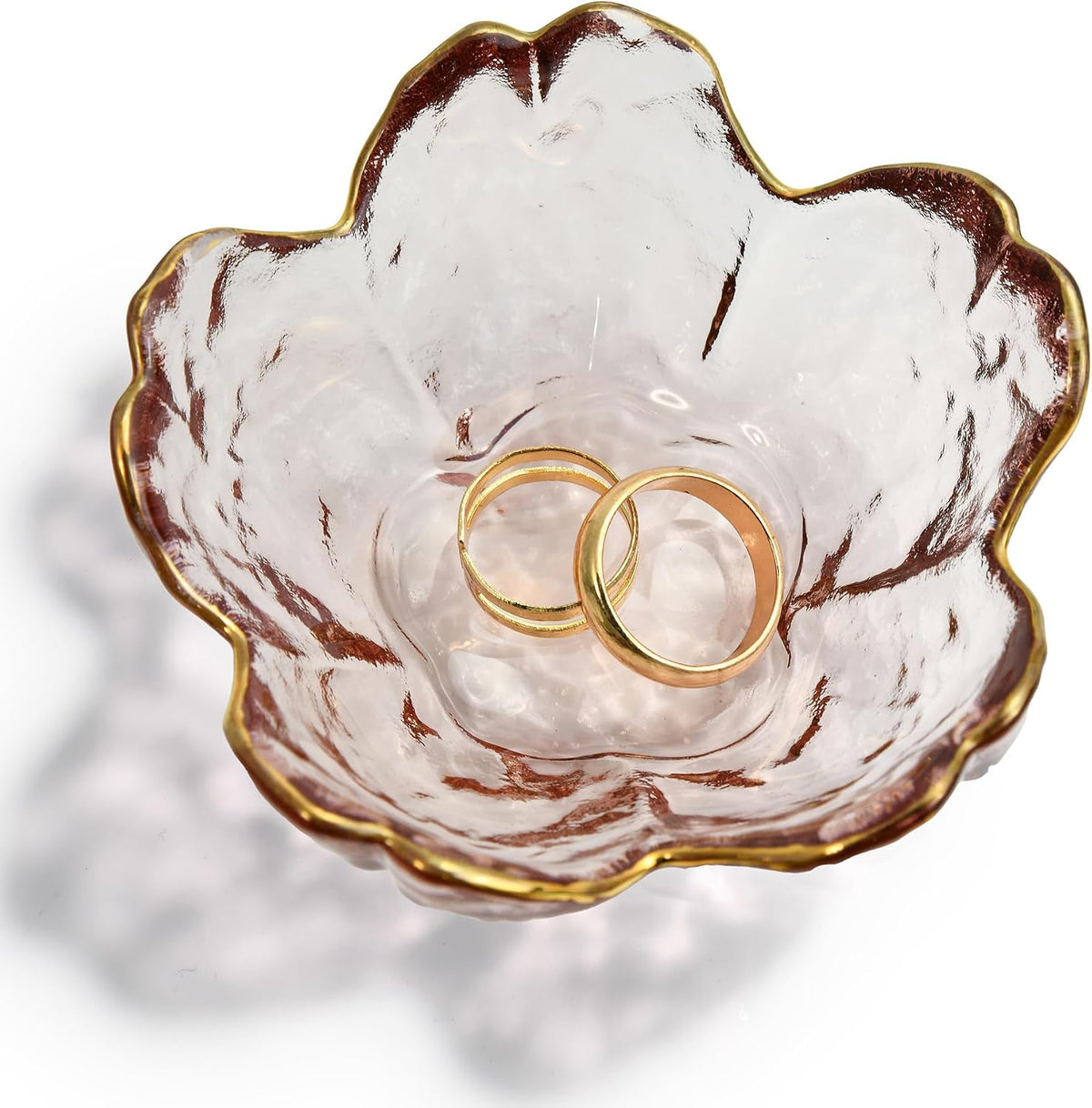 Pink Glass Jewelry Trinket Dish, Cherry Blossom Decor Ring Holder Tray, Small Trinket Bowl Gifts for Women