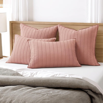 Waffle Pillow Shams Standard Size 20x26 Pink 2 Pack No Insert