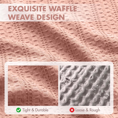 Waffle Pillow Shams Standard Size 20x26 Pink 2 Pack No Insert