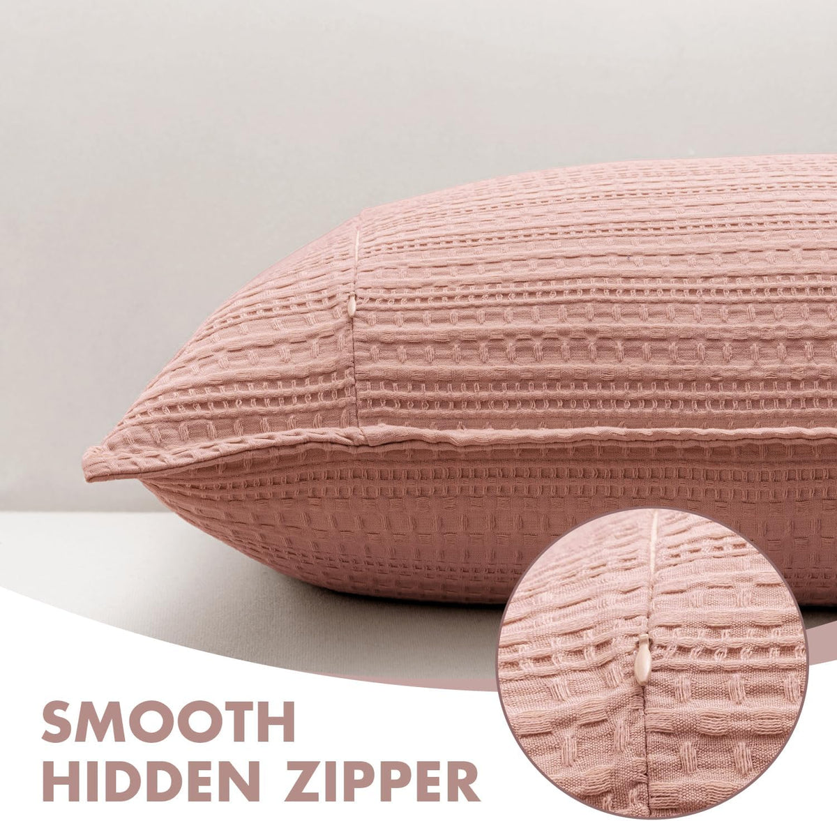Waffle Pillow Shams Standard Size 20x26 Pink 2 Pack No Insert