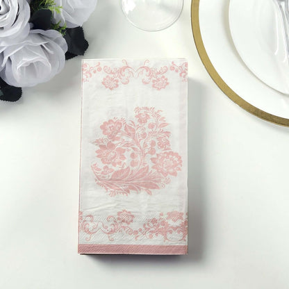 Efavormart 50-Pack of White and Pink French Toile Paper Dinner Napkins featuring a Soft 2-Ply Highly Absorbent Fiber for Boutique Bridal Showers and Socials