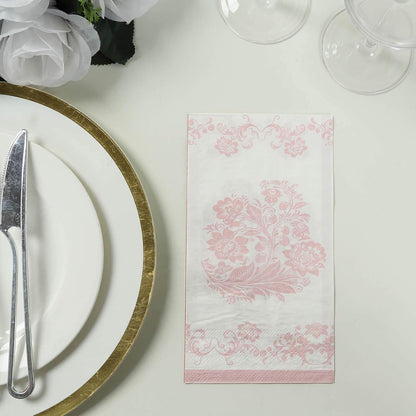 Efavormart 50-Pack of White and Pink French Toile Paper Dinner Napkins featuring a Soft 2-Ply Highly Absorbent Fiber for Boutique Bridal Showers and Socials