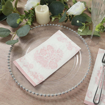 Efavormart 50-Pack of White and Pink French Toile Paper Dinner Napkins featuring a Soft 2-Ply Highly Absorbent Fiber for Boutique Bridal Showers and Socials