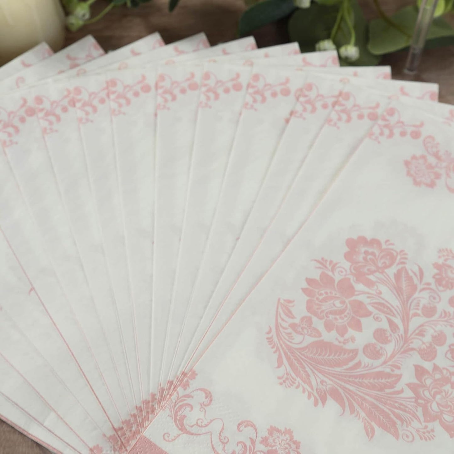 Efavormart 50-Pack of White and Pink French Toile Paper Dinner Napkins featuring a Soft 2-Ply Highly Absorbent Fiber for Boutique Bridal Showers and Socials