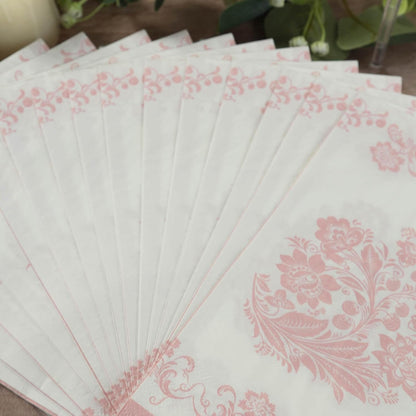 Efavormart 50-Pack of White and Pink French Toile Paper Dinner Napkins featuring a Soft 2-Ply Highly Absorbent Fiber for Boutique Bridal Showers and Socials