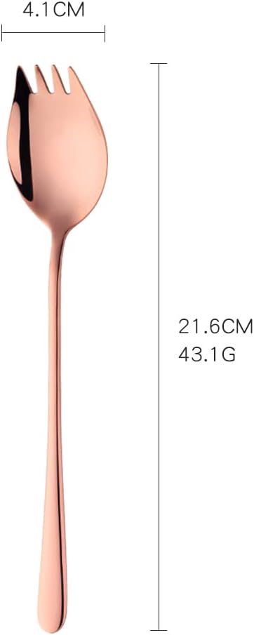 8-Pack Set Stainless Steel Sporks, 8.46 Inches Salad Forks For Dessert, Ice Cream, Salad, Soup, Noodle, Spaghetti, Dishwasher Safe (Rose Gold)