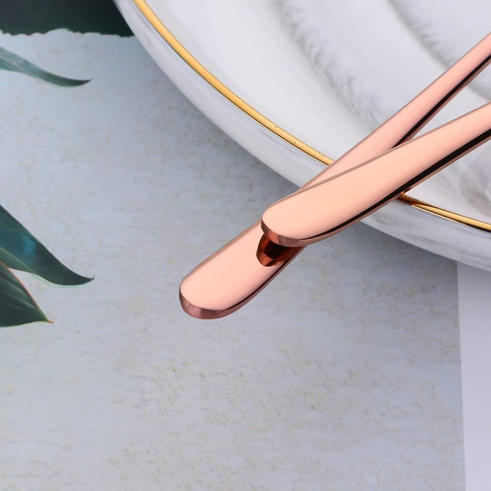 8-Pack Set Stainless Steel Sporks, 8.46 Inches Salad Forks For Dessert, Ice Cream, Salad, Soup, Noodle, Spaghetti, Dishwasher Safe (Rose Gold)
