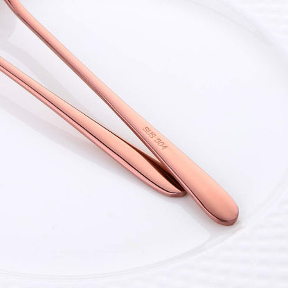 8-Pack Set Stainless Steel Sporks, 8.46 Inches Salad Forks For Dessert, Ice Cream, Salad, Soup, Noodle, Spaghetti, Dishwasher Safe (Rose Gold)