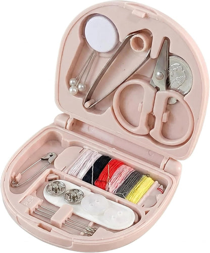 Portable 1set Mini Sewing Kit for Travel Accessories, Needle and Thread Repair for Sewing (Pink)