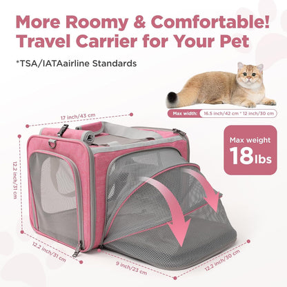 Soft Cat Carriers Pink Small Dog Carrier Airline Approved,Expandable Pet Carrier,Strudy,Ventilated,Soft Sided Pets Carriers Cage,Durable Small Animals Travel Bag Outdoor Carry Kennel