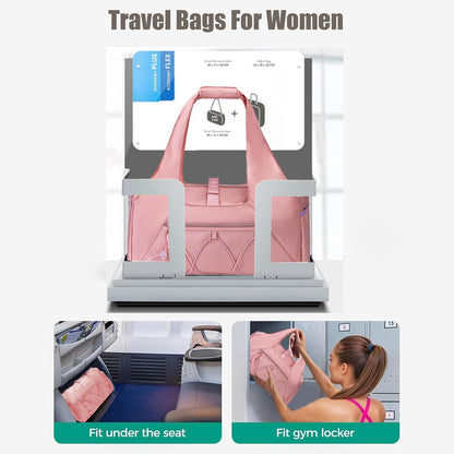Gym Bag for Women & Men Duffle Bag with Shoes Compartment and Wet Compartment - Ideal for Travel, Gym, Sports, Duffel, Weekender, Dance