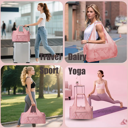 Gym Bag for Women & Men Duffle Bag with Shoes Compartment and Wet Compartment - Ideal for Travel, Gym, Sports, Duffel, Weekender, Dance