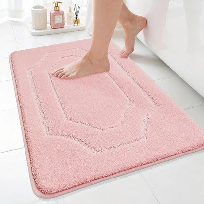 Bathroom Rugs Non Slip Bath Mat Soft Absorbent, 20"x32", Pink