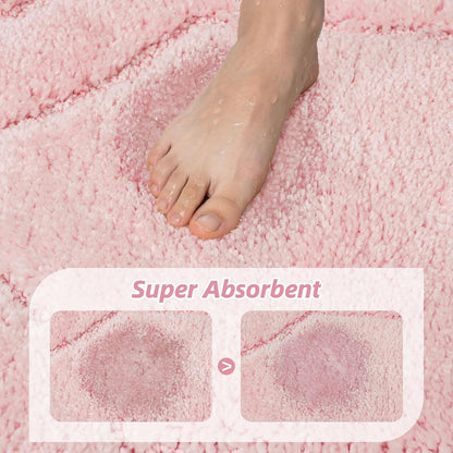 Bathroom Rugs Non Slip Bath Mat Soft Absorbent, 20"x32", Pink