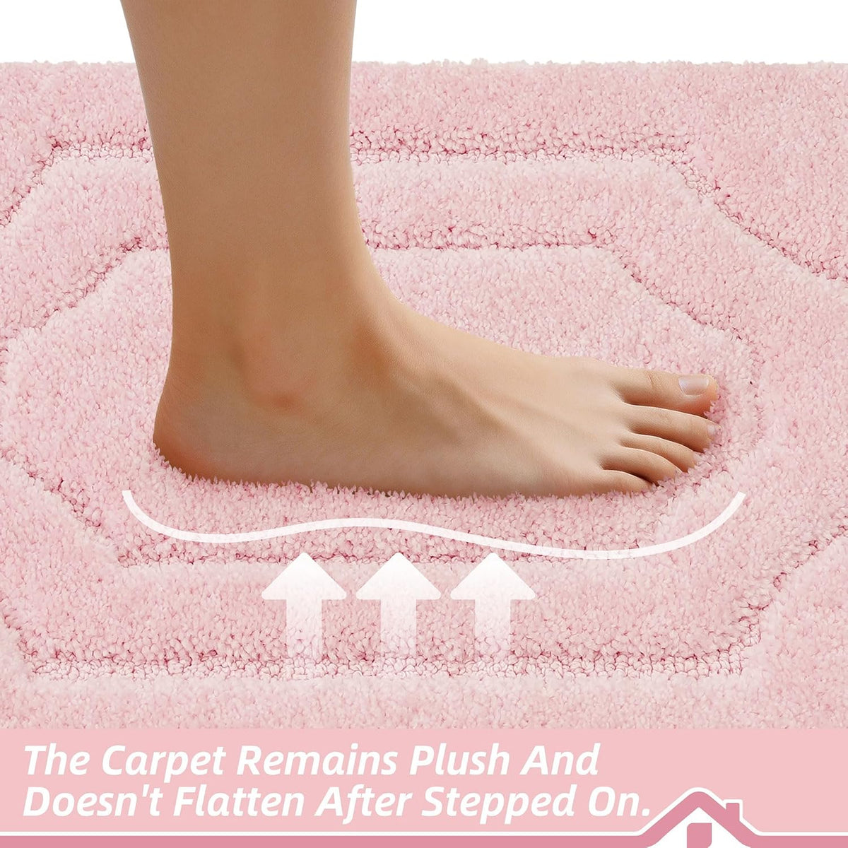 Bathroom Rugs Non Slip Bath Mat Soft Absorbent, 20"x32", Pink