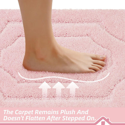 Bathroom Rugs Non Slip Bath Mat Soft Absorbent, 20"x32", Pink