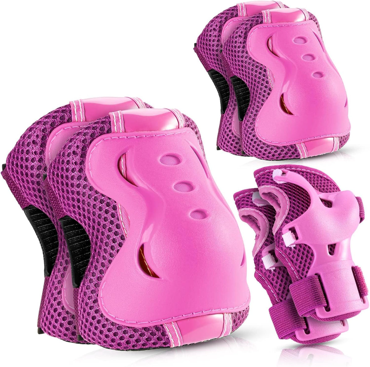 Knee Pads for Kids Roller-Skating: Adjustable Protective Gear Set Knee Elbow Pads Wrist Guards for Bike Cycling Skateboarding Scooter Gifts 3-8 / 9-15 Years Boys Girls