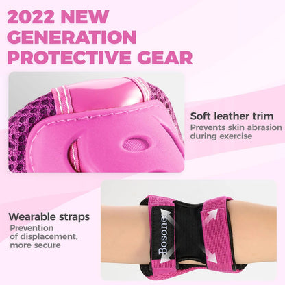 Knee Pads for Kids Roller-Skating: Adjustable Protective Gear Set Knee Elbow Pads Wrist Guards for Bike Cycling Skateboarding Scooter Gifts 3-8 / 9-15 Years Boys Girls