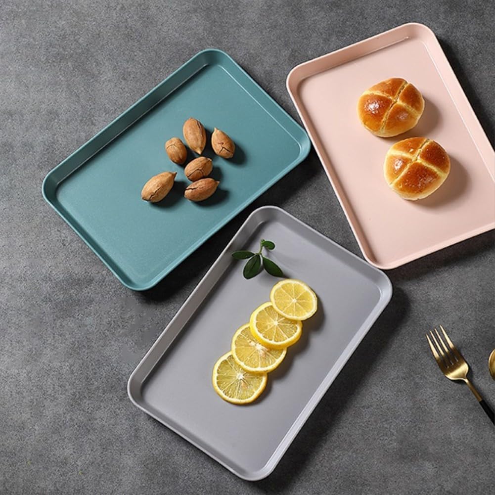 Household Smooth Serving Tray with Anti Slip Features, Perfect for Serving Food and Organizing Small Items with Ease (Pink Medium)
