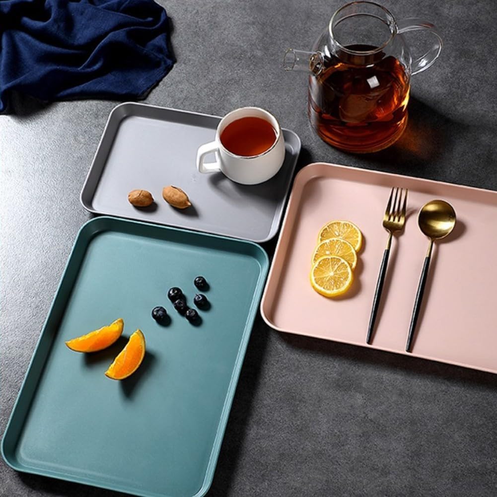 Household Smooth Serving Tray with Anti Slip Features, Perfect for Serving Food and Organizing Small Items with Ease (Pink Medium)