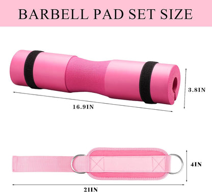 Gym Barbell Pad Set with Gloves for Squat, Hip Thrusts, Lunges