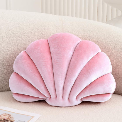 Seashell Throw Pillows, Pink Shell Shaped Pillow, Velvet, 14 Inch