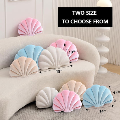 Seashell Throw Pillows, Pink Shell Shaped Pillow, Velvet, 14 Inch