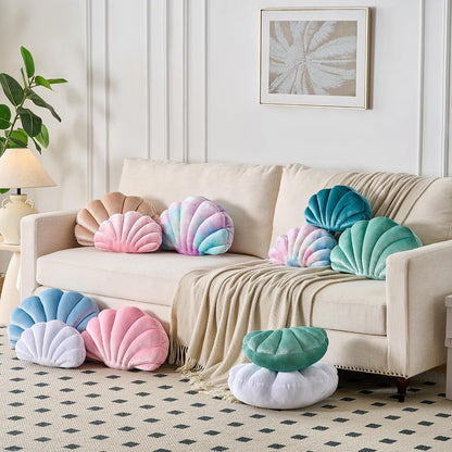 Seashell Throw Pillows, Pink Shell Shaped Pillow, Velvet, 14 Inch