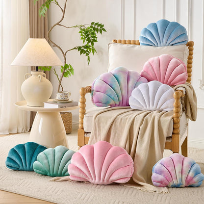 Seashell Throw Pillows, Pink Shell Shaped Pillow, Velvet, 14 Inch