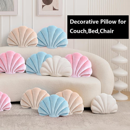 Seashell Throw Pillows, Pink Shell Shaped Pillow, Velvet, 14 Inch
