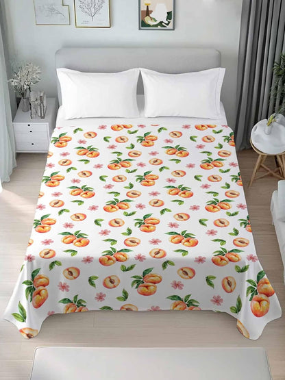 Flat Sheet Only Bedding Top Sheet Twin Summer Peaches Pink Flower Soft Microfiber Breathable Bed Sheets, Watercolor Floral Art Flat Sheets for Bedroom Sofa Men/Women