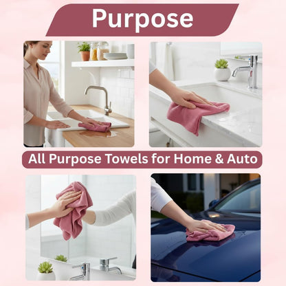 Microfiber Cleaning Cloth Roll – 85 Sheets, 200 GSM Reusable Paper Towels Roll, Absorbent Microfiber Towel Roll for Kitchen, Dishes & Home Cleaning – Pink