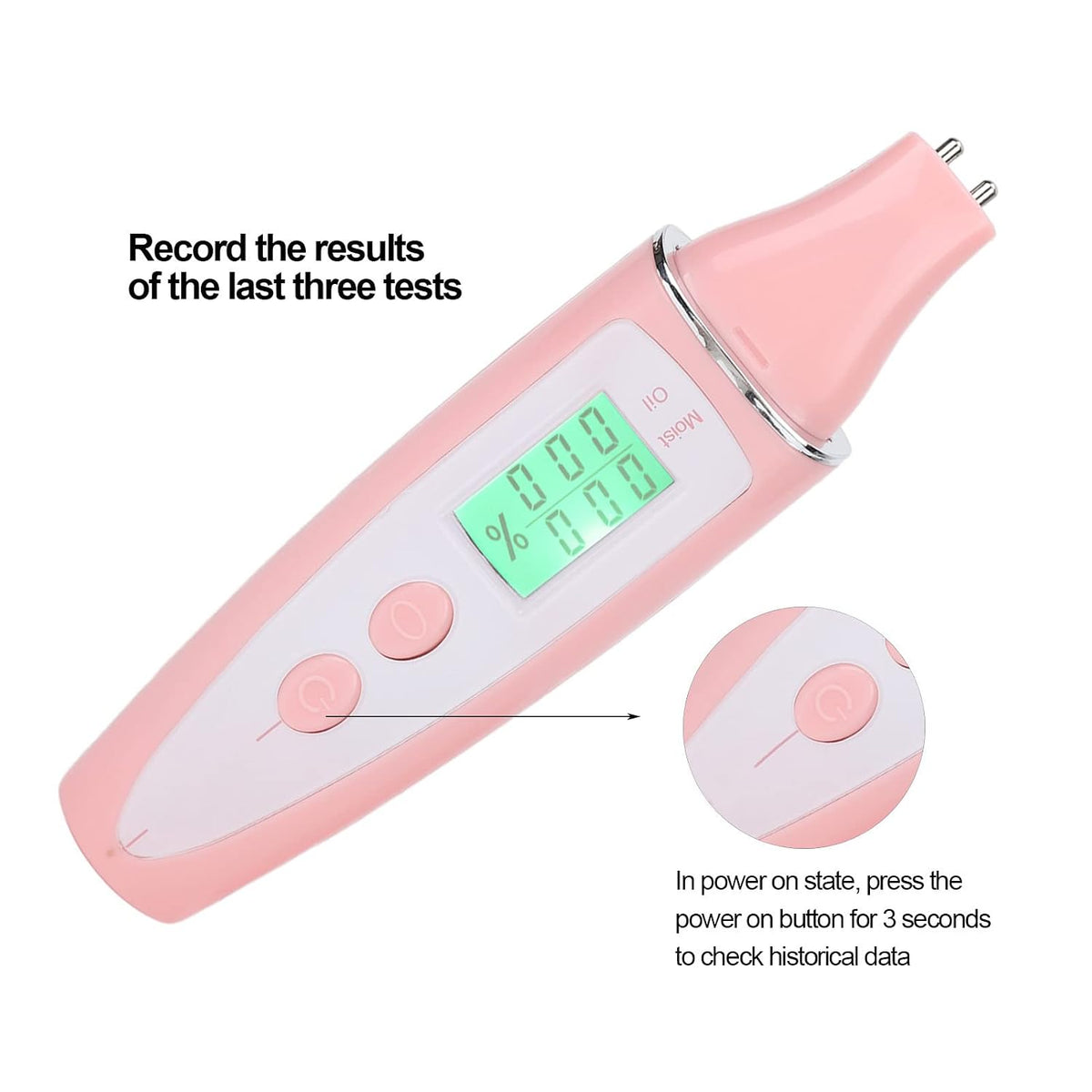 Skin Hydration Tester, Portable Skin Moisturizer Water Oil Tester,Digital LCD Smart Display Skinly Hydration for Face Care Beauty (Pink)