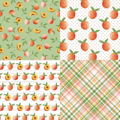 24 Sheets 6'' x 6'' Fruit Pattern Scrapbook Paper One Sided Cardstock for DIY Photo Album Card Making Decorative Paper (peach)
