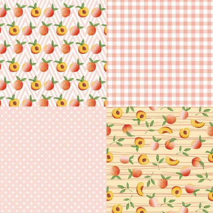 24 Sheets 6'' x 6'' Fruit Pattern Scrapbook Paper One Sided Cardstock for DIY Photo Album Card Making Decorative Paper (peach)