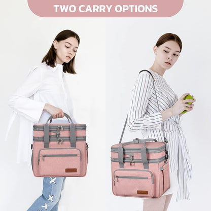 23L Insulated Lunch Box, Expandable Double Deck Cooler Bag