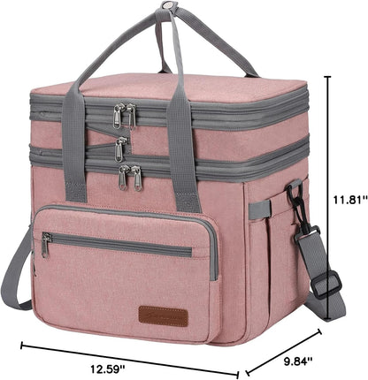 23L Insulated Lunch Box, Expandable Double Deck Cooler Bag