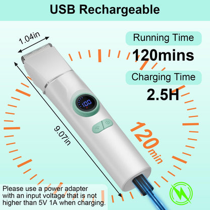 TBTeek Dog Grooming Clippers Kit Cordless Dog Trimmer for Small Dog Pet | with LED Light,10-Level Speed, 5-in-1, Low Noise, Rechargeable Dog Paw Trimmer Nail Clippers for Thick Hair Toenail