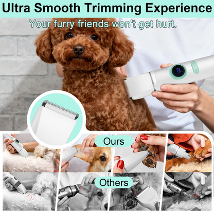 TBTeek Dog Grooming Clippers Kit Cordless Dog Trimmer for Small Dog Pet | with LED Light,10-Level Speed, 5-in-1, Low Noise, Rechargeable Dog Paw Trimmer Nail Clippers for Thick Hair Toenail